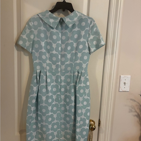 Bigio Collection sz 4 aquamarine minty Green Floral Mod Dress Peter Pan Collar - Picture 11 of 16